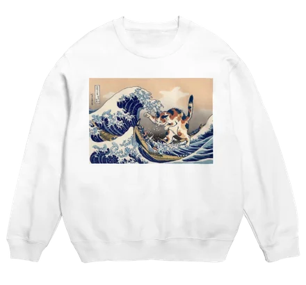 神奈川沖浪裏にまざり猫のsweat