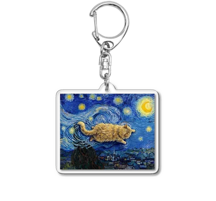 星月夜にまざり猫のkeyring