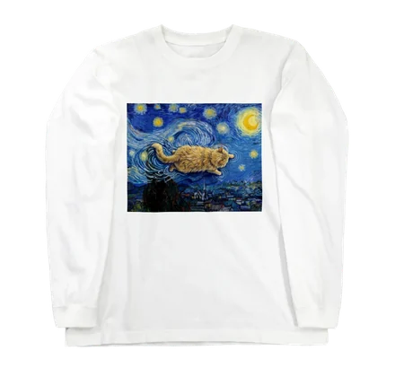 星月夜にまざり猫のlongtee