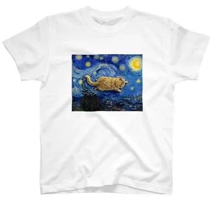 星月夜にまざり猫のtshirt