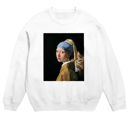 真珠の耳飾りの少女にまざり猫のsweat