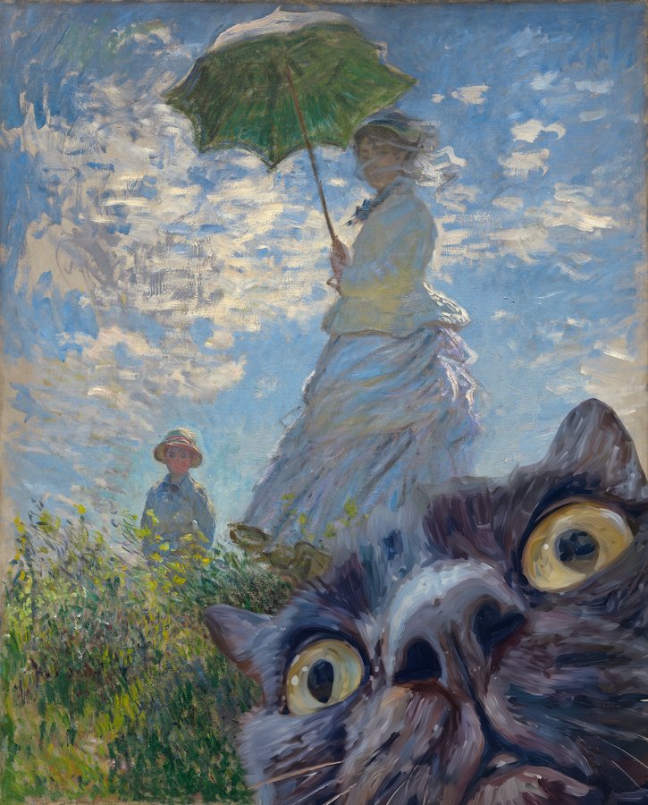 Woman with a Parasol, and a Cat のデザイン